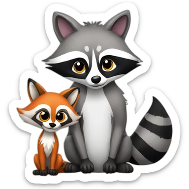 opssum raccoon and fox sticker