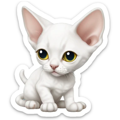 White Devon rex kitten sticker