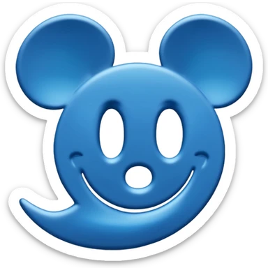 A blue silhouette of the Disney Channel logo from the 2000s sticker