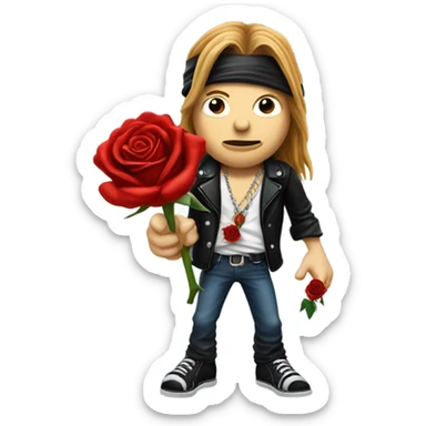 Axl Rose with a rose realistic sticker