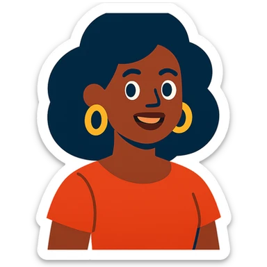 brown woman, vibrant toon style sticker