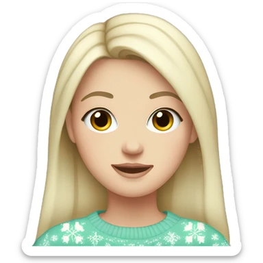 White girl with black hair wearing a Pastel Christmas sweater sticker