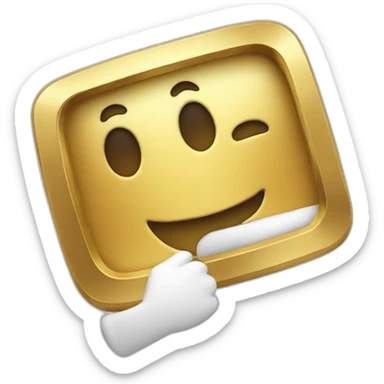 An emoji being happy holding youtube gold play button sticker