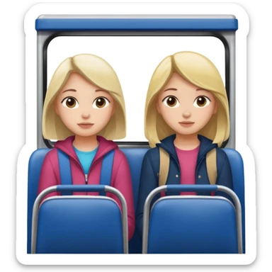 Two girls sitting on a bus sticker