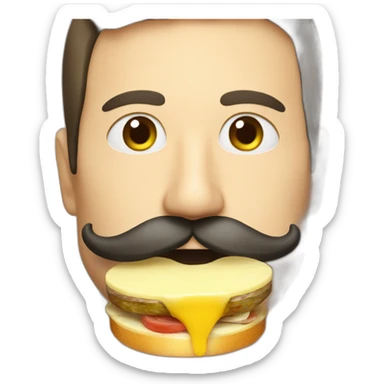 Men mustache eating raclette sticker