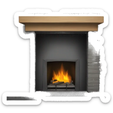 Fireplace with grey brick and wood sticker