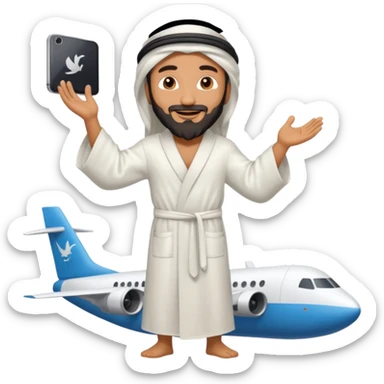 Osama bin Ladin standing on top of a plane with legs and a white robe standing on top of the plane sticker