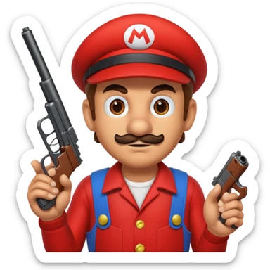 Mario with a gun sticker