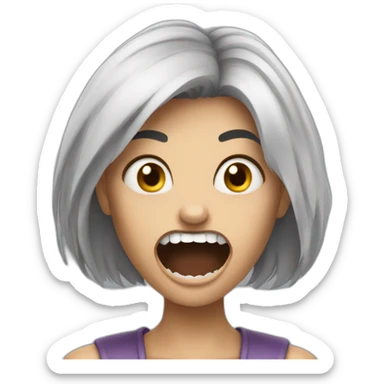 A woman acting like a monster with her hand and her face says grrr. Both hands are visible !  sticker