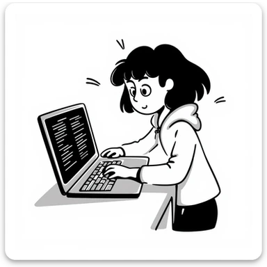 anime hacker with laptop and code sticker