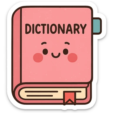 pink dictionary icon in pastel toon style sticker