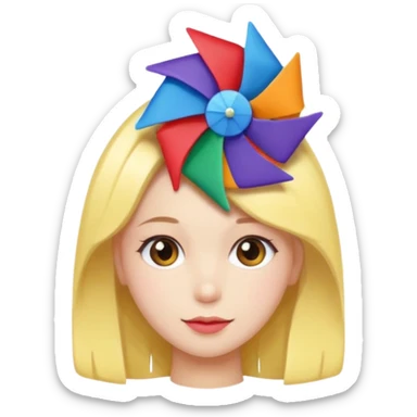 Girl with pinwheel hair clip sticker