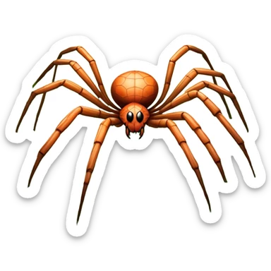 Huge spider sitting on grass with flowers, surrounded by a lush meadow. Detailed eight legs and body, with soft natural lighting enhancing its texture. Calm, serene background with vibrant greenery and a clear sky. Transparent background. sticker