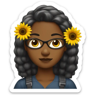 Black woman that’s a sunflower superhero  sticker