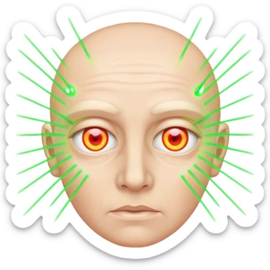 67 with lasers shooting out from its eyes sticker