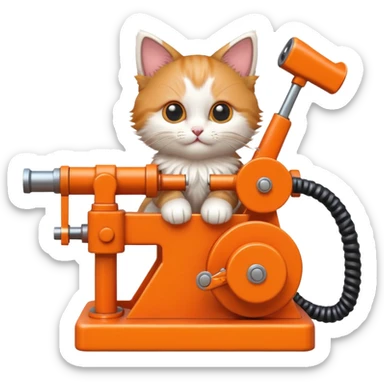 Can you make me a kitten riding a pump jack shooting two guns in their air? sticker