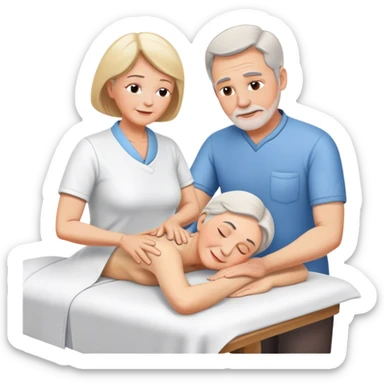 60-year-old white man giving massage o 60-year-old white woman sticker