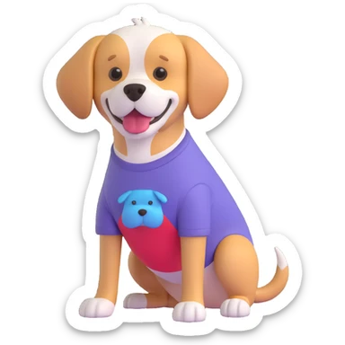 dog wearing a t-shirt sticker