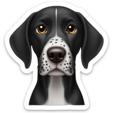 black german shorthair pointer, long snout, full black head, without white on the head, with white hair on the snout, black and white spotted body sticker