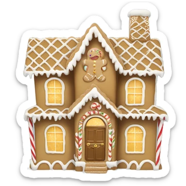 Beige and gold and white gingerbread house sticker