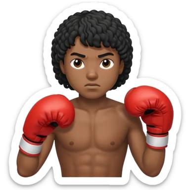 Boxer , with a curly black mullet haircut sticker