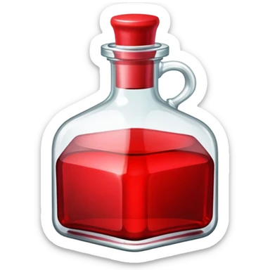 dnd item icon, red health potion squared shape bottle front view sticker