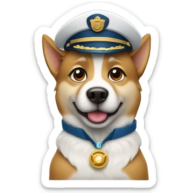Siberian dog dressed as an airplane captain sticker