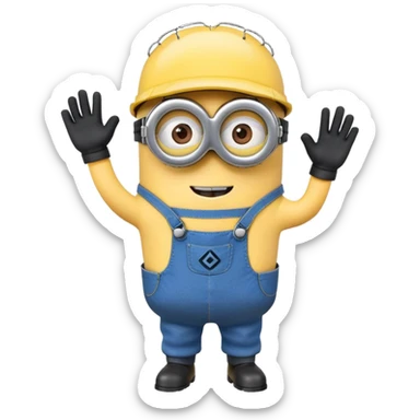 minion from despicable me, yellow character with blue overalls and goggles sticker