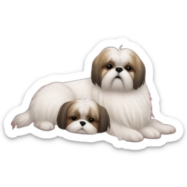 Shih tzu and girl sleeping on couch sticker