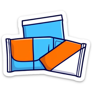 cartoon sugar packet with blue label sticker