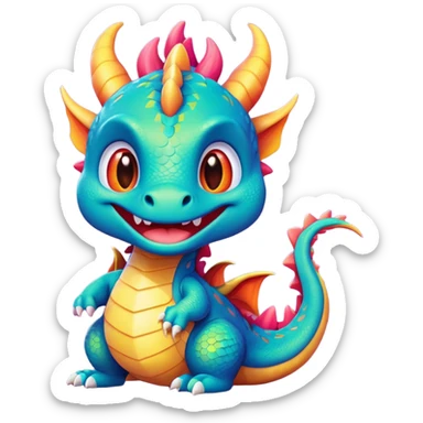 Cute cartoon dragon with fuck on it sticker
