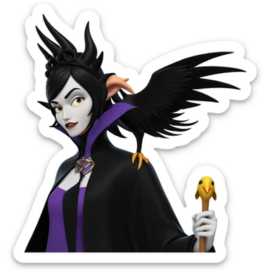girl with horns and crow sticker
