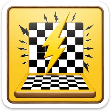 a yellow lightning hitting a chess board sticker