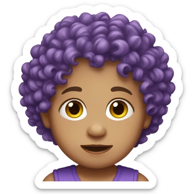 European, purple curly hair, baby, ,boy,earring. sticker