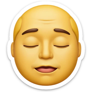 A male emoji with big fat lips with it’s eyes closed not smiling with its mouth closed and it’s yellow while making the ishowspeed face sticker