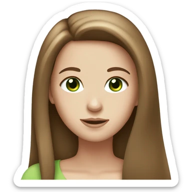 White girl with long brown straight hair and green eyes sticker