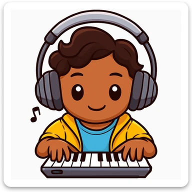 Make the boy's hair wavy, keep everything else the same. sticker