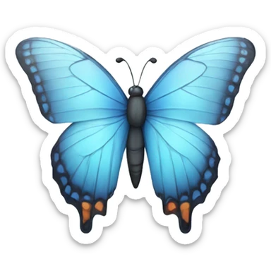Sky blue butterfly with alphabet D sticker