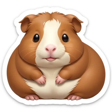 Meme-Worthy Cute Sleeping Brown Guinea Pig Portrait Emoji, Head resting peacefully with a contented smile, showcasing a delightfully chubby build and a luxuriously soft brown coat, eyes shut in a serene, cozy nap, Simplified yet hilariously adorable features, highly detailed, glowing with a soft, drowsy light, high shine, relaxed and utterly lovable, stylized with an air of playful laziness, bright and heartwarming, soft glowing outline, capturing the essence of a comically sleepy guinea pig, so meme-worthy it feels like it could instantly become the next viral sensation of adorable slumber! sticker