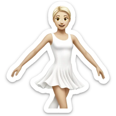 White figure skater in white dress  sticker