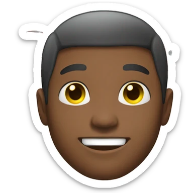 black guy smiling with main red outline is yellow buzcut sticker