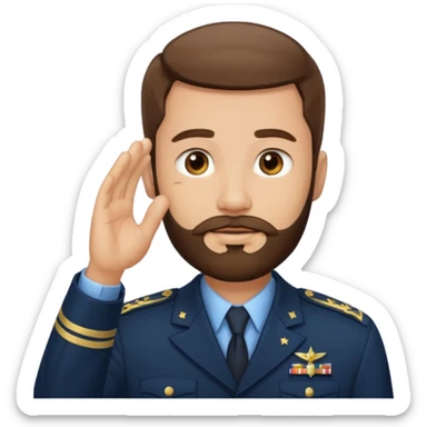 Cop with short brown hair and beard saluting sticker