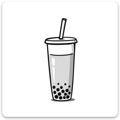 hand-drawn doodle of a boba tea cup with straw and pearls sticker