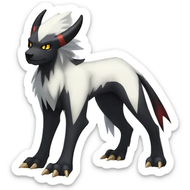 Cool Edgy Absol-Houndoom-Luxray Fakémon Digimon with Edgy markings, full body, outlined sticker
