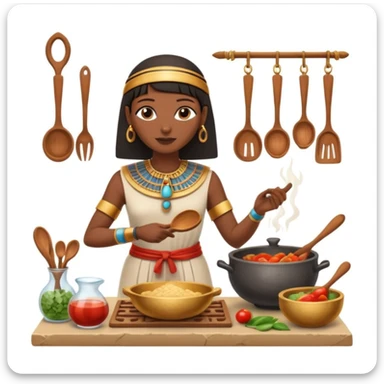 ancient Egyptian cooking scene in hieroglyphic style sticker