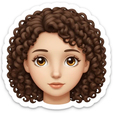 Brunette girl with curly hair and brown eyes sticker