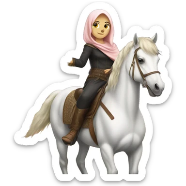 muslim white girl holding lightning on horse sticker