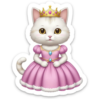Cat wearing a princess dress sticker