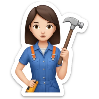 brunette girl renovating her apartment sticker