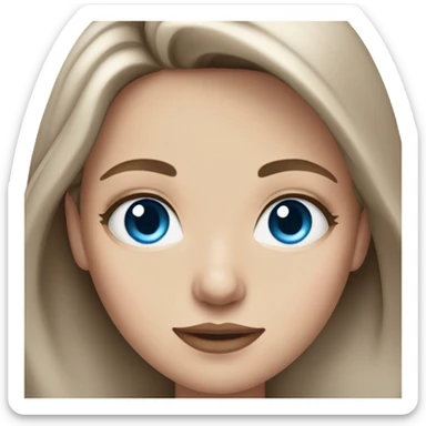 White girl with long brown hair and blue eyes and pink lips  sticker